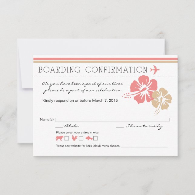 Hisbiscus Flowers Boarding Pass RSVP (Front)