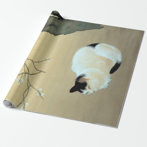 Hishida Shunso Cat and Plum Blossoms Wrapping Paper