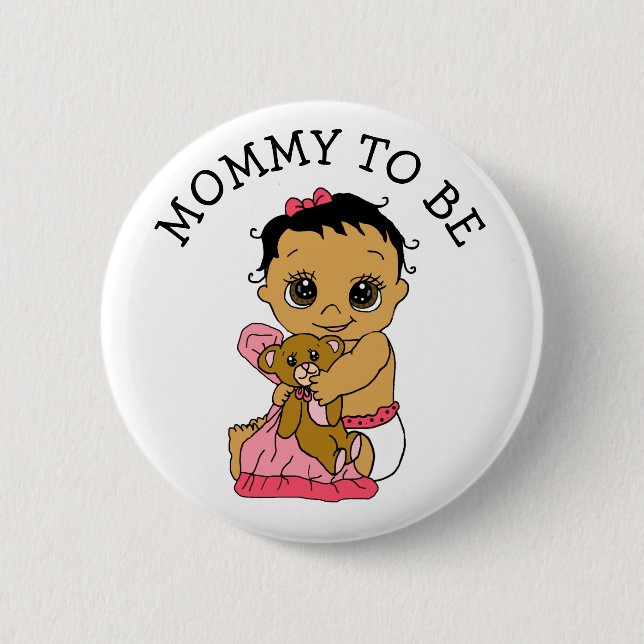 Hispanic Baby Mom To Be Girl's Baby Shower Button (Front)