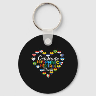 Hispanic Countries Flags Celebrate Hispanic Herita Keychain