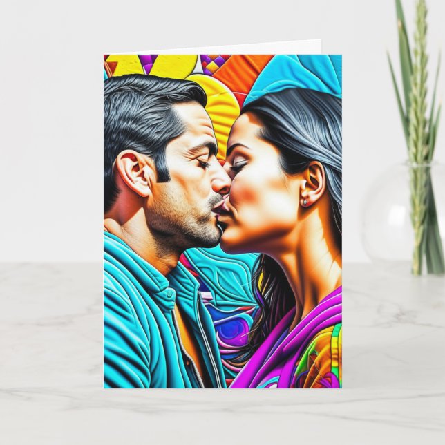 Hispanic Couple Kissing Te Amo Card (Front)