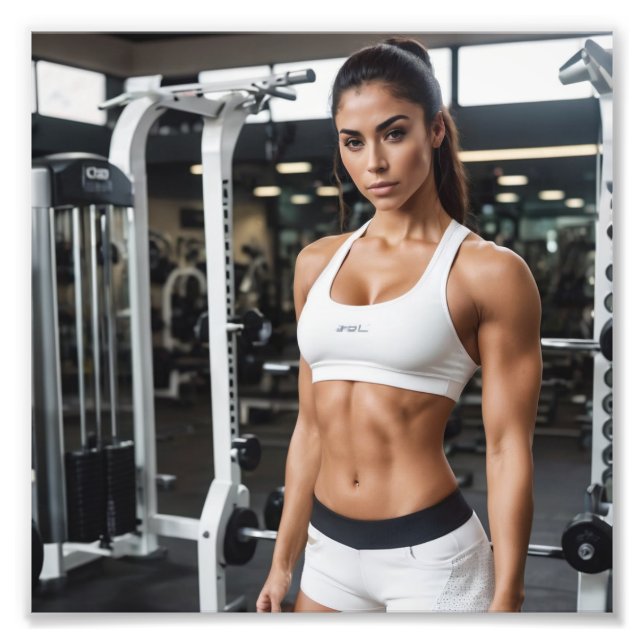 Hispanic Fit Athletic Girl in Lycra at Gym Photo Print (Front)