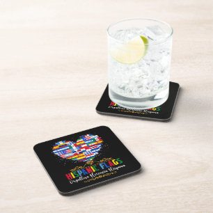 Hispanic Flags Heart Hispanic Heritage Month Beverage Coaster