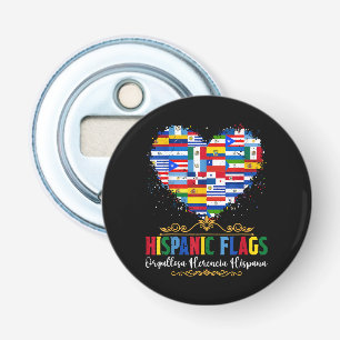Hispanic Flags Heart Hispanic Heritage Month Bottle Opener