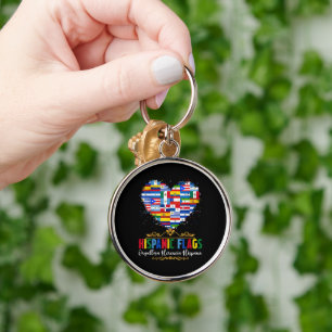 Hispanic Flags Heart Hispanic Heritage Month Keychain
