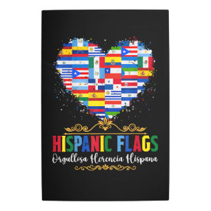 Hispanic Flags Heart Hispanic Heritage Month Metal Print