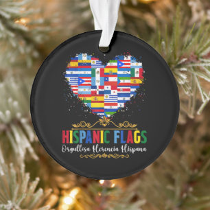 Hispanic Flags Heart Hispanic Heritage Month Ornament