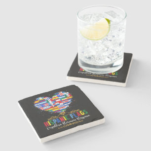 Hispanic Flags Heart Hispanic Heritage Month Stone Coaster