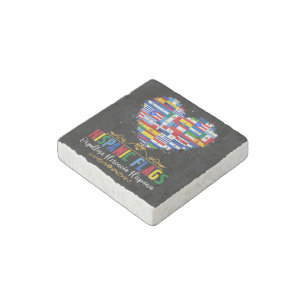 Hispanic Flags Heart Hispanic Heritage Month Stone Magnet