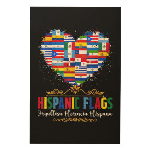 Hispanic Flags Heart Hispanic Heritage Month Wood Wall Art