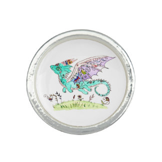 Hispanic folk art baby dragon ring