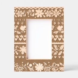 Hispanic Folk Art Inspired Flowers Engraved Frames