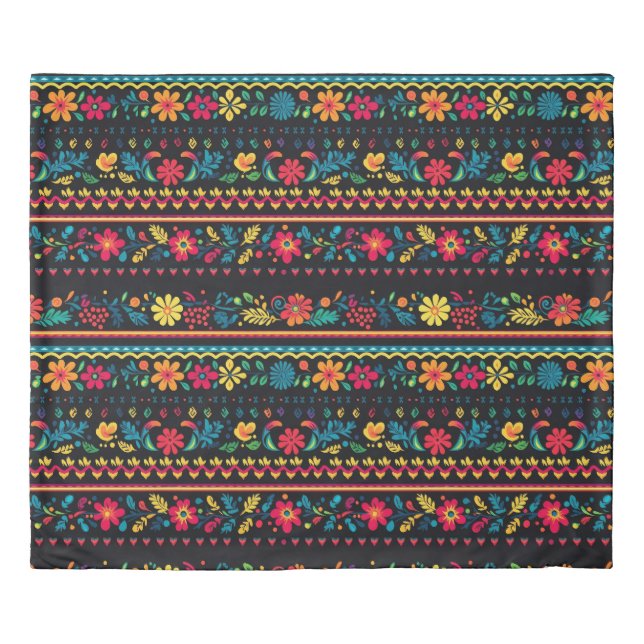 Hispanic Folk Art Pattern Duvet Cover (Front)