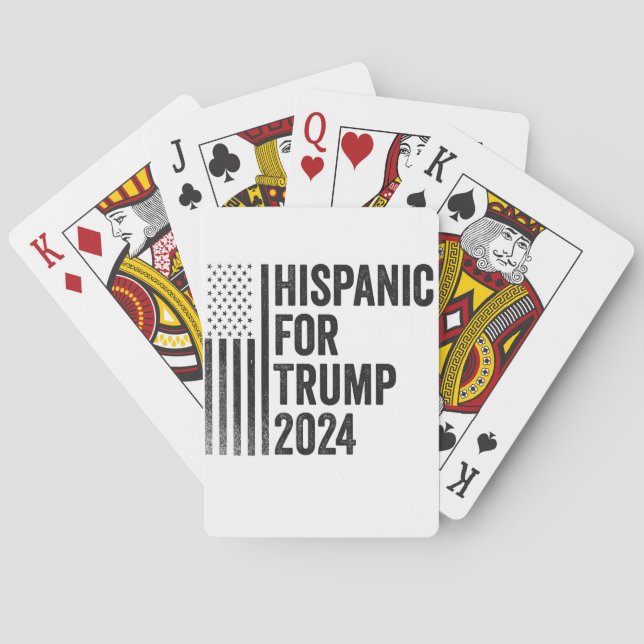Hispanic For Trump 2024 American Patriotic Flag   Poker Cards (Back)