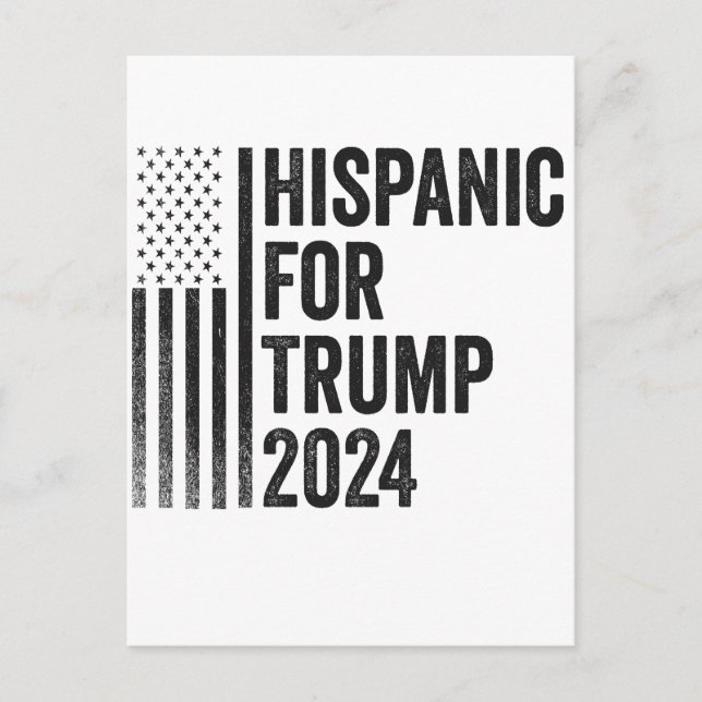 Hispanic For Trump 2024 American Patriotic Flag   Postcard (Front)