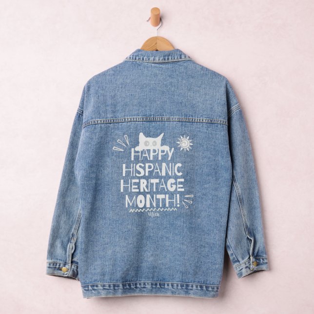Hispanic Hehitage Month - Funny Cat Denim Jacket (Hangar)