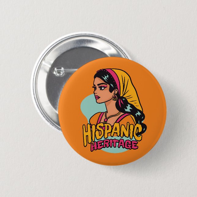 Hispanic Heritage Hand Drawn Hispana Button (Front & Back)