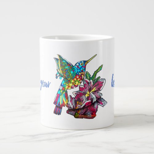 Hispanic Heritage Hummingbird With Message Giant Coffee Mug