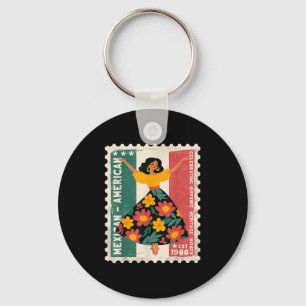 Hispanic Heritage Mexican American Floral Dancer W Keychain