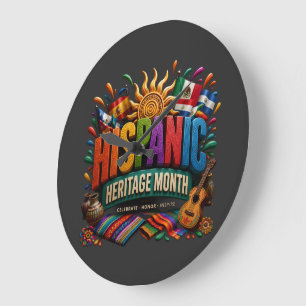 Hispanic Heritage Month 3D Colorful Cultural Pride Large Clock