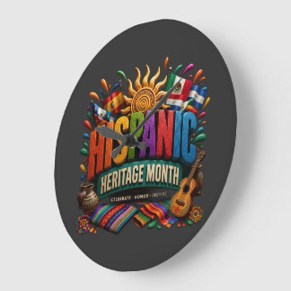 Hispanic Heritage Month 3D Colorful Cultural Pride Large Clock