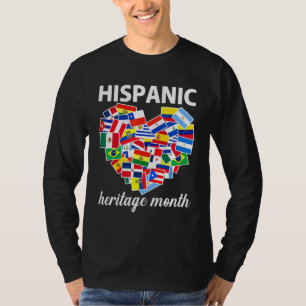 Hispanic Heritage Month All Countries Flags Heart  T-Shirt
