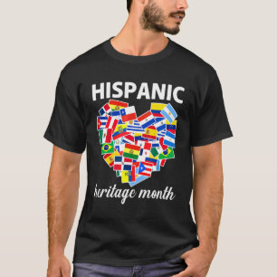 Hispanic Heritage Month All Countries Flags Heart T-Shirt