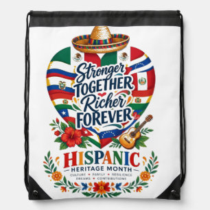 Hispanic Heritage Month Coastal Celebration Drawstring Bag