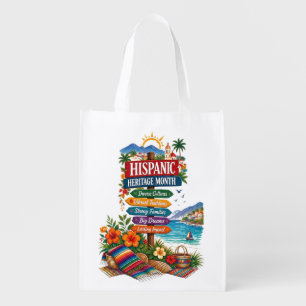 Hispanic Heritage Month Coastal Celebration Grocery Bag