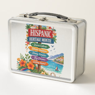 Hispanic Heritage Month Coastal Celebration Metal Lunch Box