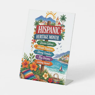 Hispanic Heritage Month Coastal Celebration Pedestal Sign