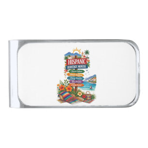 Hispanic Heritage Month Coastal Celebration Silver Finish Money Clip