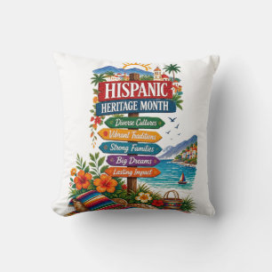 Hispanic Heritage Month Coastal Celebration Throw Pillow