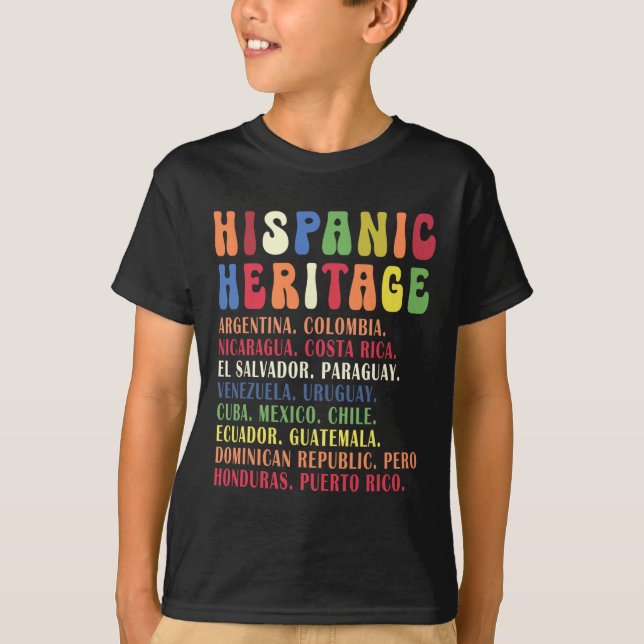 Hispanic Heritage Month Countries Names Tee  (Front)