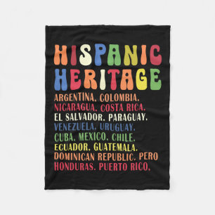 Hispanic Heritage Month Countries Names Tee  Fleece Blanket