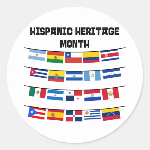 Hispanic Heritage Month Flags Classic Round Sticker
