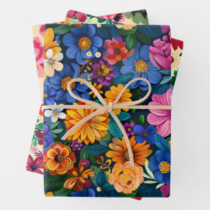 Hispanic Heritage Month Flowers Wrapping Paper Sheets