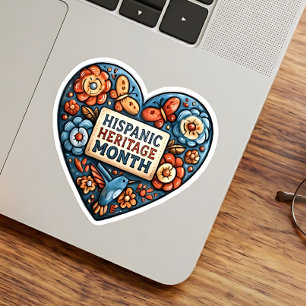 Hispanic Heritage Month Folk Art Heart Sticker