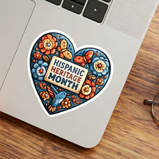 Hispanic Heritage Month Folk Art Heart Sticker