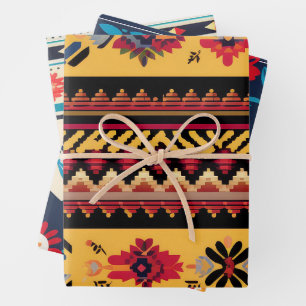 Hispanic Heritage Month Folk Art Patterned Wrapping Paper Sheets