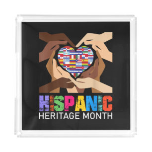 Hispanic Heritage Month Hands Heart Acrylic Tray