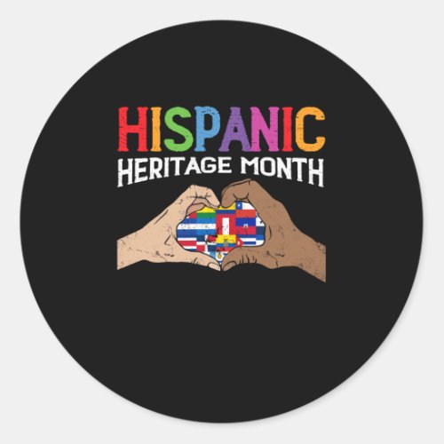 Hispanic Heritage Month Hands Heart Flags Classic Round Sticker