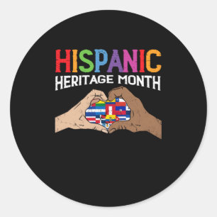 Hispanic Heritage Month Hands Heart Flags Classic Round Sticker