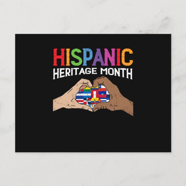 Hispanic Heritage Month Hands Heart Flags Postcard (Front)