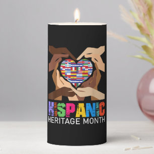 Hispanic Heritage Month Hands Heart Pillar Candle
