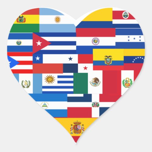 Hispanic Heritage Month Heart Flags Heart Sticker