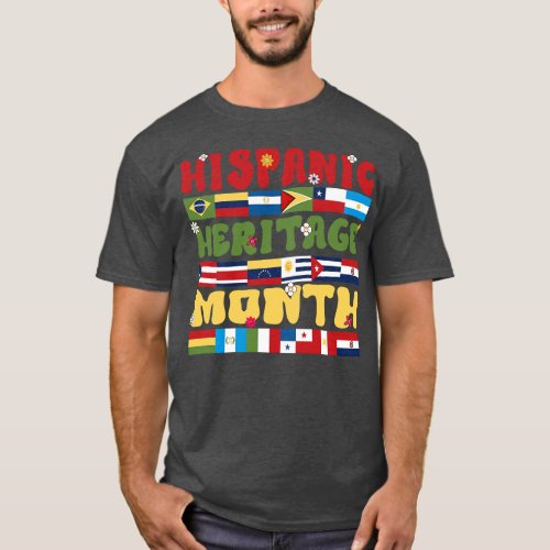 Hispanic Heritage Month Latino Countries Flag Retr T_Shirt
