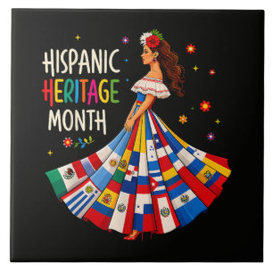 Hispanic Heritage Month Latino Countries Flags Ceramic Tile