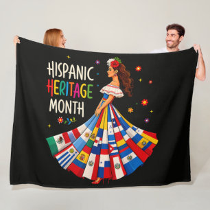 Hispanic Heritage Month Latino Countries Flags Fleece Blanket