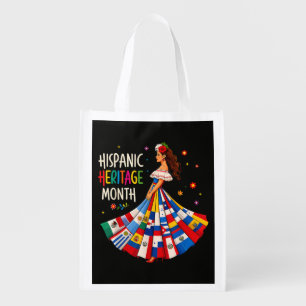Hispanic Heritage Month Latino Countries Flags Grocery Bag